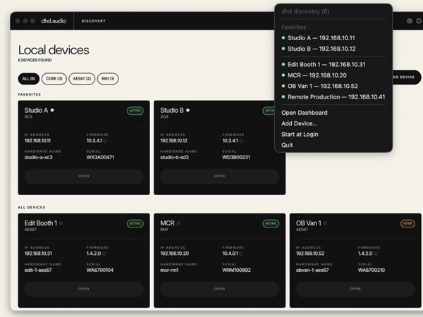For Network-Connected Audio Production Devices